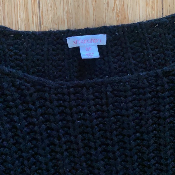 Unique Cotton Fringe Black Sweater - Picture 2 of 2